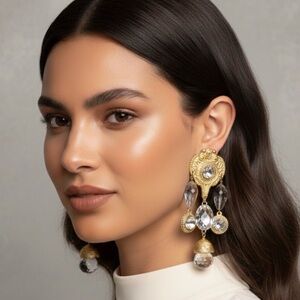 Ornate Gold and Silver Statement Earrings